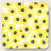 ひまわりの水彩模様 コースター (正面)