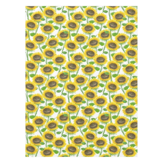 ひまわりの水彩模様 テーブルクロス (正面)