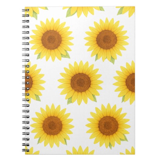 ひまわりの水彩模様 ノートブック (正面)