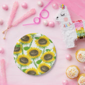 ひまわりの水彩模様 ペーパープレート (パーティー)