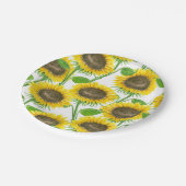 ひまわりの水彩模様 ペーパープレート (アングル)