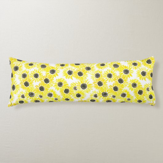 ひまわりの水彩模様 ボディピロー (正面)