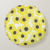 ひまわりの水彩模様 ラウンドクッション (裏面)