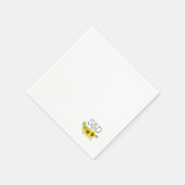 ひまわりの水彩野の花モノグラム ウェディング スタンダードカクテルナプキン (角)