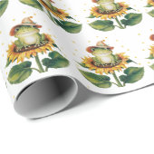 ひまわりの水色カエル ラッピングペーパー (ロールコーナー)