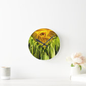 ひまわりの渦 ラウンド壁時計 (ホーム)