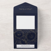 ひまわりの濃結婚紺の封筒一式 オールインワン招待状 (外側)