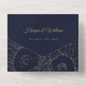 ひまわりの濃結婚紺の封筒一式 オールインワン招待状 (裏面)