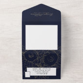 ひまわりの濃結婚紺の封筒一式 オールインワン招待状 (外側)