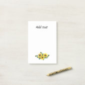 ひまわりの生え付けテンプレート,かわいらし黄色 ポストイット (デスク上)