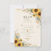 ひまわりの田舎の結婚式RSVPカード 出欠カード (正面)