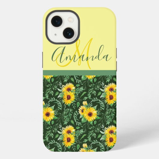 ひまわりの畑のモノグラム iPhoneケース (裏面)