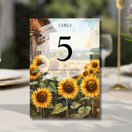 ひまわりの畑の木の家 秋の結婚式 テーブルナンバー