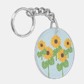 ひまわりの畑 モダンで可愛らしい女の子の芸術的なキーチェーン キーホルダー (正面左)