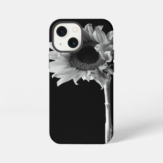 ひまわりの白黒写真 iPhoneケース (裏面)