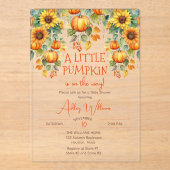ひまわりの秋小さなかぼちゃの赤ちゃんシャワー アクリル招待状 (正面)