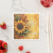 ひまわりの秋紅葉ミックスメディア スタンダードカクテルナプキン (インサイチュ)