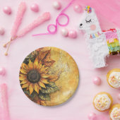 ひまわりの秋紅葉ミックスメディア ペーパープレート (パーティー)