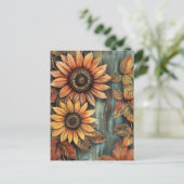 ひまわりの秋紅葉ミックスメディア ポストカード (スタンド正面)
