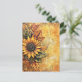 ひまわりの秋紅葉ミックスメディア ポストカード (スタンド正面)