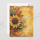 ひまわりの秋紅葉ミックスメディア ポストカード (正面/裏面)