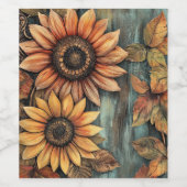 ひまわりの秋紅葉ミックスメディア ワインラベル (シングルラベル)