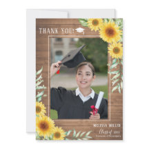 ひまわりの粗木の卒業サンキューカード