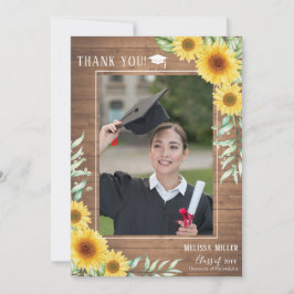 ひまわりの粗木の卒業サンキューカード 招待状