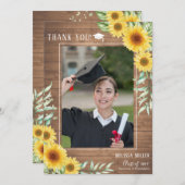 ひまわりの粗木の卒業サンキューカード 招待状 (正面/裏面)