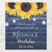 ひまわりの紐ライト 青 誕生日パーティーのお返し ワインラベル (シングルラベル)