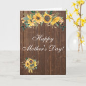 ひまわりの素朴な木の水彩画 母の日 カード (黄色い花)