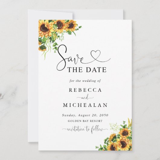 ひまわりの結婚式Save The Date 招待状 (正面)