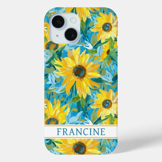 ひまわりの絵のイニシャル入り Case-Mate iPhoneケース (裏面)