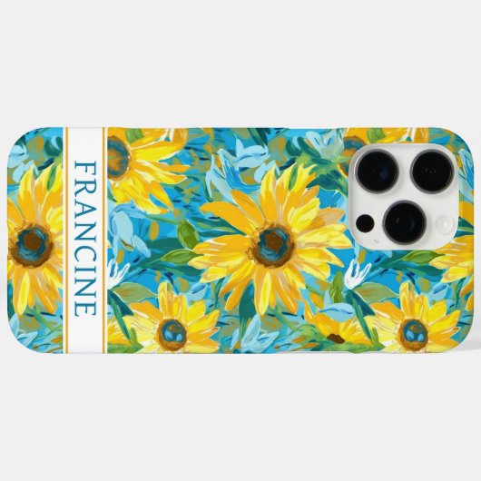 ひまわりの絵のイニシャル入り Case-Mate iPhoneケース (裏面 (横))