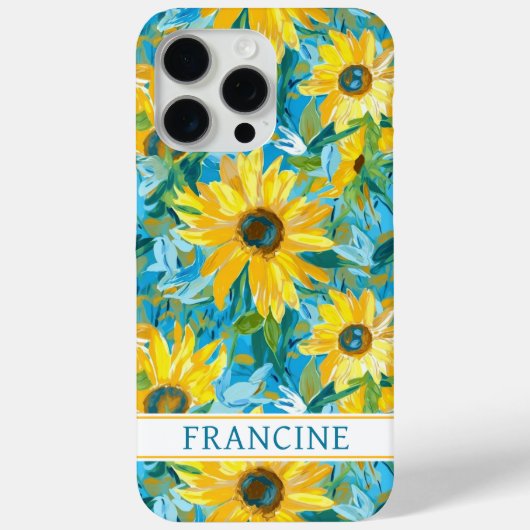 ひまわりの絵のイニシャル入り Case-Mate iPhoneケース (裏面)