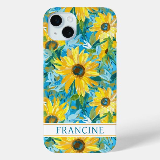 ひまわりの絵のイニシャル入り Case-Mate iPhoneケース (裏面)
