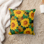 ひまわりの継ぎ目のない模様。背景(黄) クッション (ブランケット)