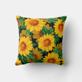 ひまわりの継ぎ目のない模様。背景(黄) クッション (裏面)