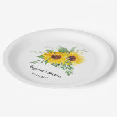 ひまわりの緑のブライダル結婚披露宴 ペーパープレート (アングル)