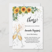 ひまわりの緑の応援は誕生日を泡立てる 招待状 (正面)