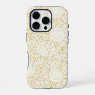 ひまわりの線画ミニマリストスマホケース iPhone 16 PROケース