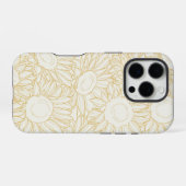 ひまわりの線画ミニマリストスマホケース iPhoneケース (裏面横)