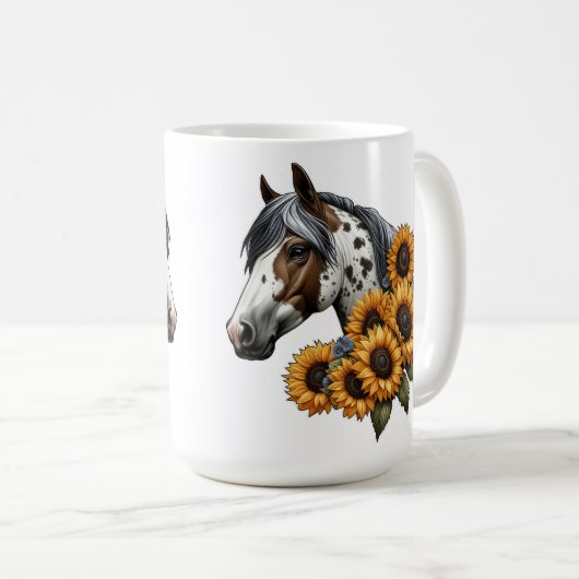 ひまわりの美しいアパロオーサの馬 コーヒーマグカップ (正面右)
