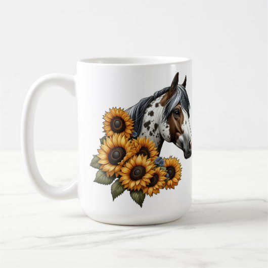 ひまわりの美しいアパロオーサの馬 コーヒーマグカップ (左)