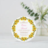 ひまわりの美しいリース、エステルの枝イン 招待状 (スタンド正面)