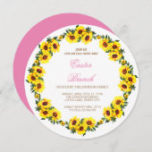 ひまわりの美しいリース、エステルの枝イン 招待状 (正面/裏面)