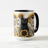 ひまわりの美しい水彩子猫 マグカップ (正面右)