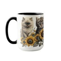 ひまわりの美しい水彩子猫