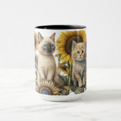 ひまわりの美しい水彩子猫 マグカップ (中央)