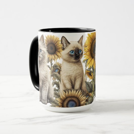 ひまわりの美しい水彩子猫 マグカップ (正面左)